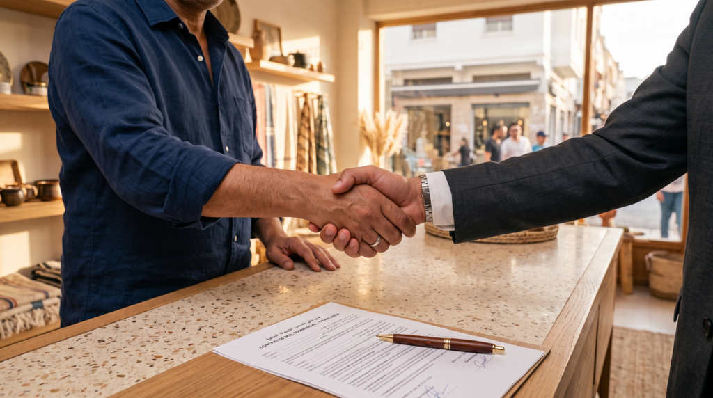 bail commercial au Maroc loi 49-16 signature de contrat entre bailleur et commerçant.