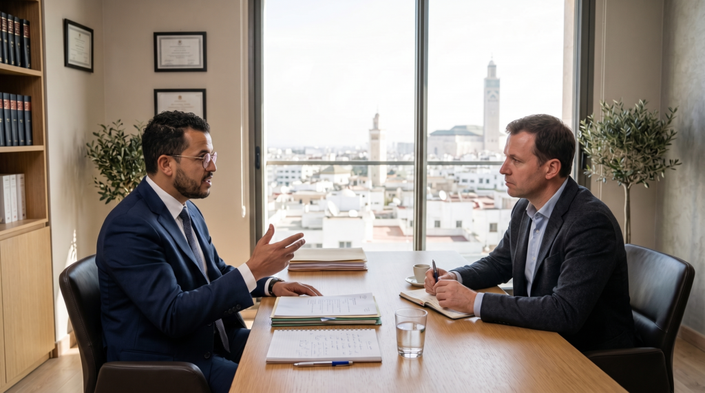 avocat droit des affaires Casablanca conseillant un client sur un litige commercial